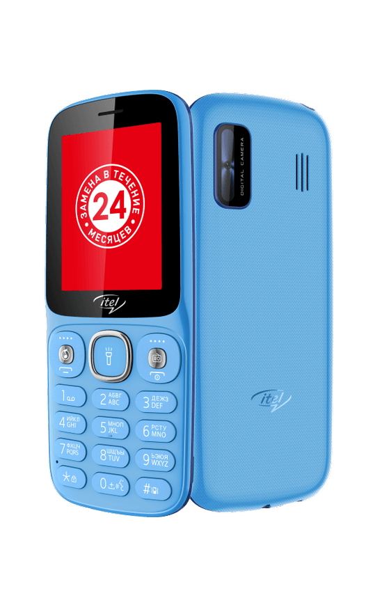 IT5026 Blue, 2.4'' 240x320, 32MB RAM, 32MB, up to 32GB flash, 0,3Mpix, 2 Sim, GSM 900/1800, BT, FM, Micro-USB, 1200mAh, 95g, 131 ммx54,5 ммx11,7 мм
